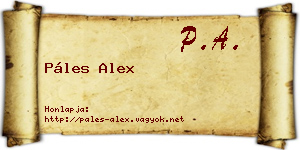 Páles Alex névjegykártya